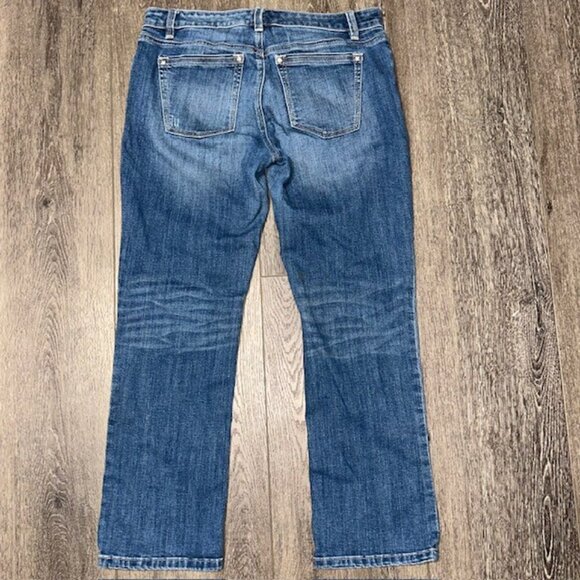 White House Black Market Jeans Woman’s 6 CROP Blue Distressed w/Sequins - Picture 5 of 6